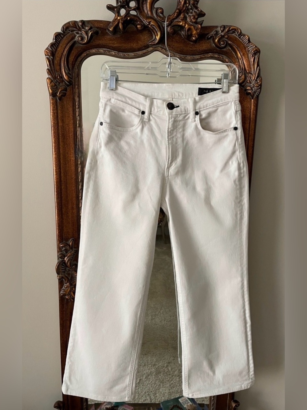Rag & Bone White Wide Leg Cropped Jeans